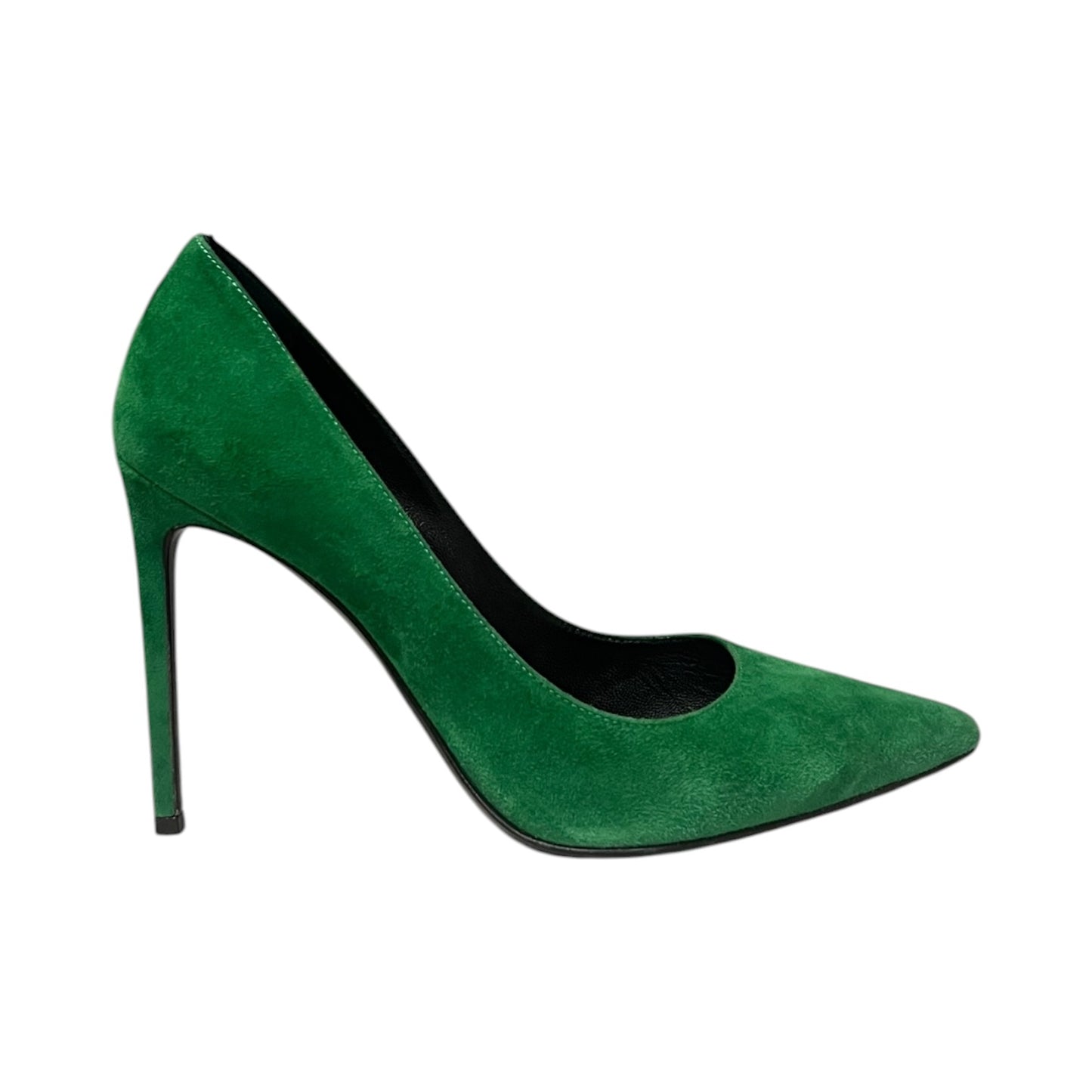SAINT LAURENT Paris Suede Pumps in Green | 37.5