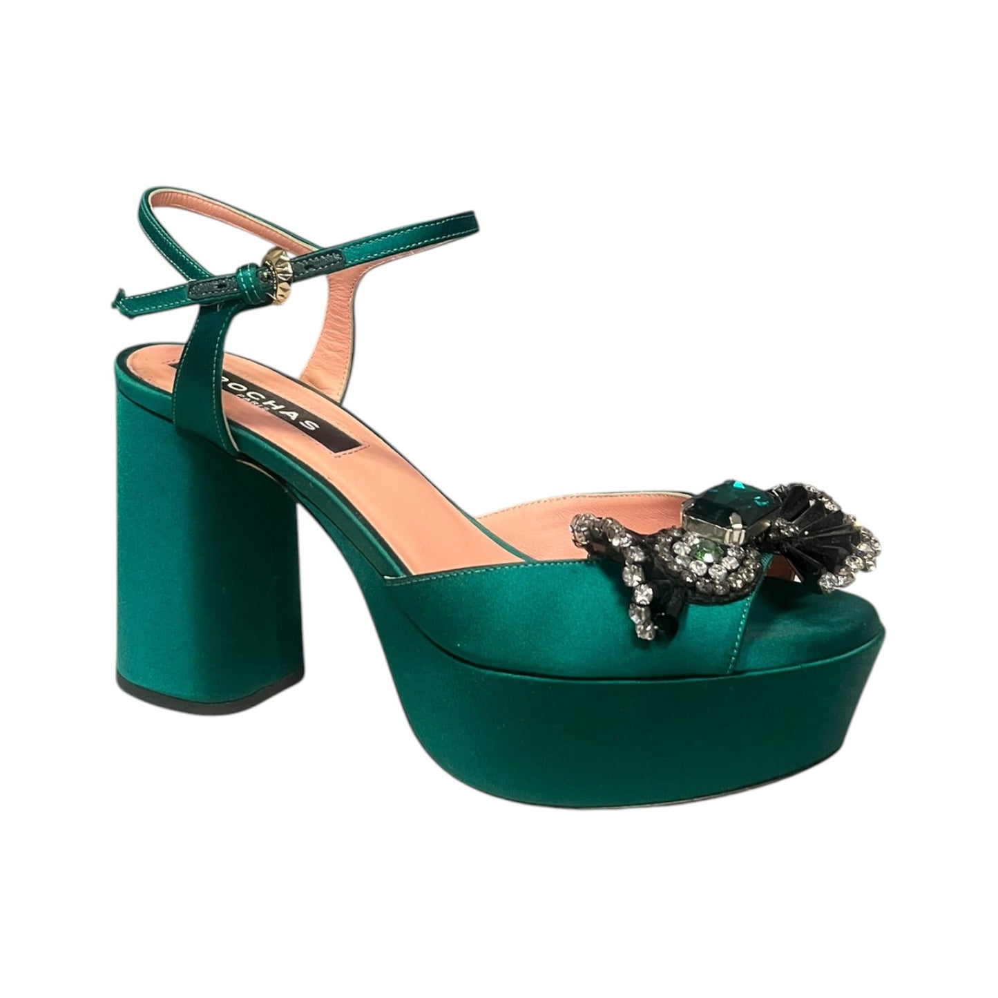 ROCHAS Jeweled Platform Sandal in Emerald | 37
