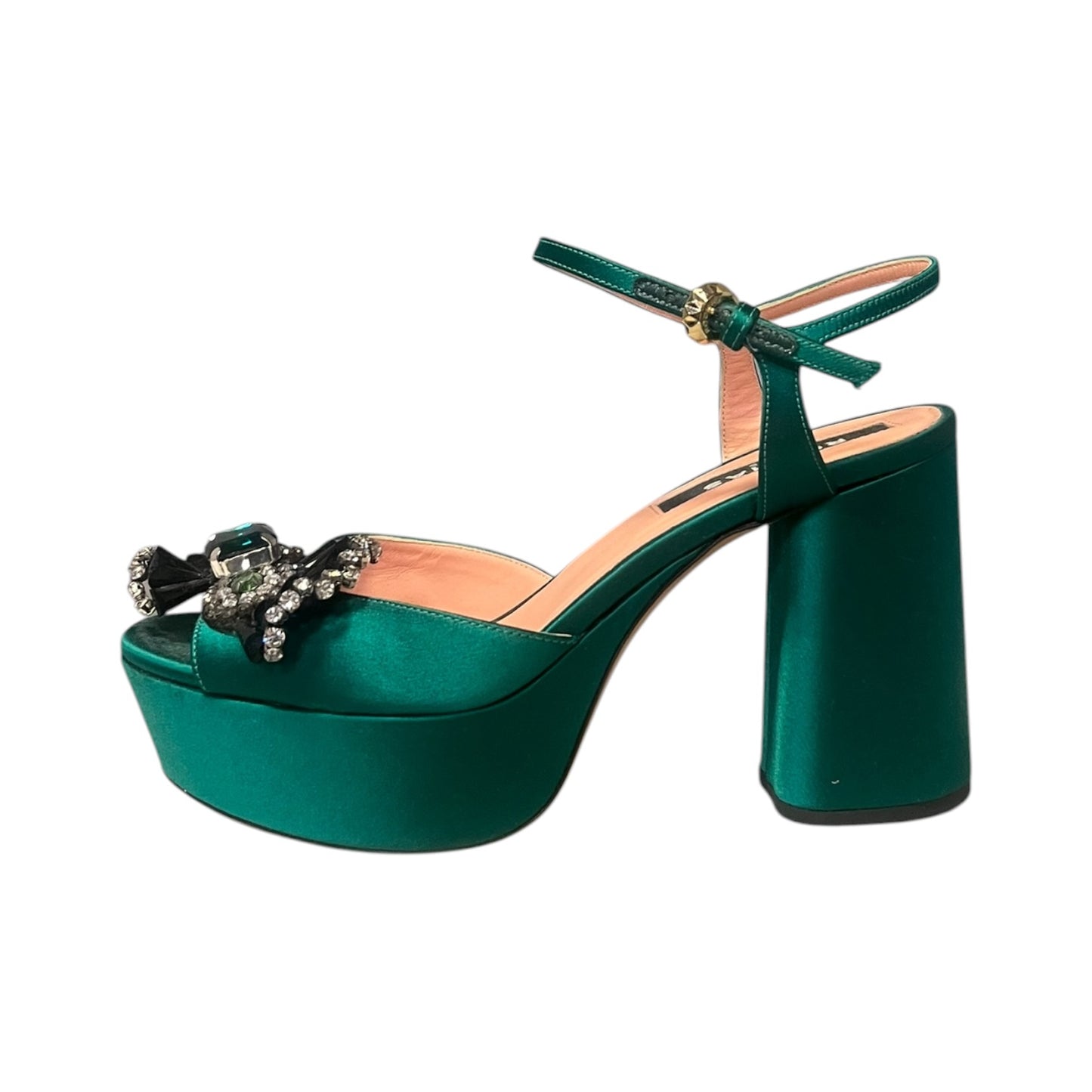 ROCHAS Jeweled Platform Sandal in Emerald | 37