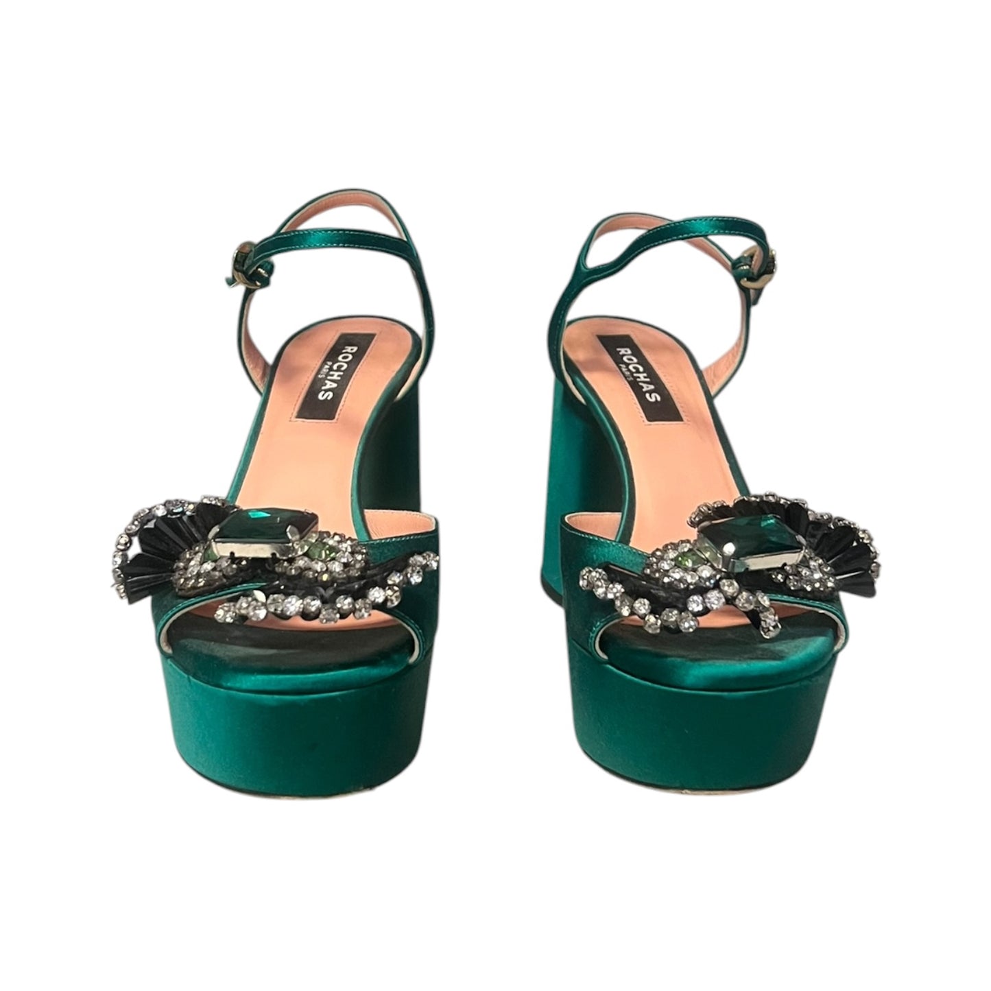 ROCHAS Jeweled Platform Sandal in Emerald | 37