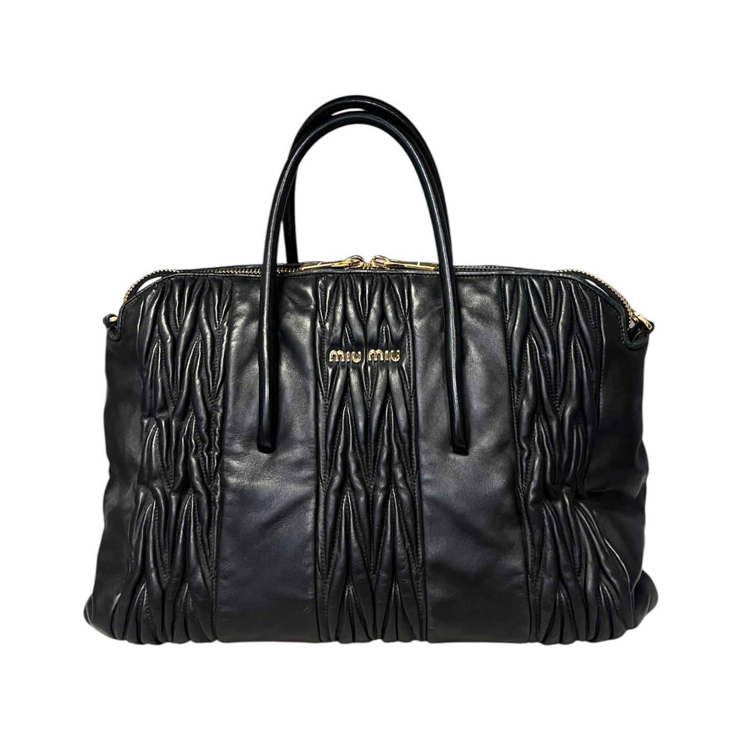 MIU MIU Matelasse Top Handle Shoulder Bag in Black