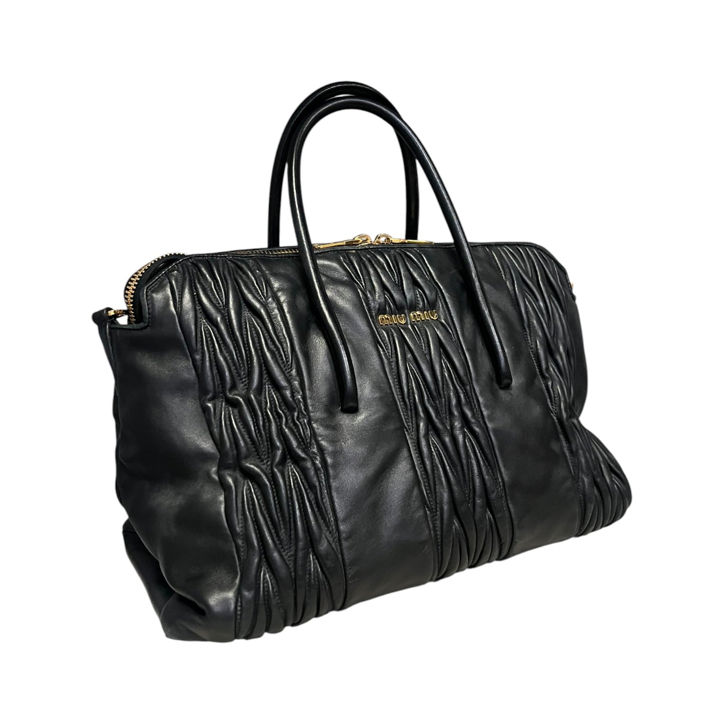 MIU MIU Matelasse Top Handle Shoulder Bag in Black