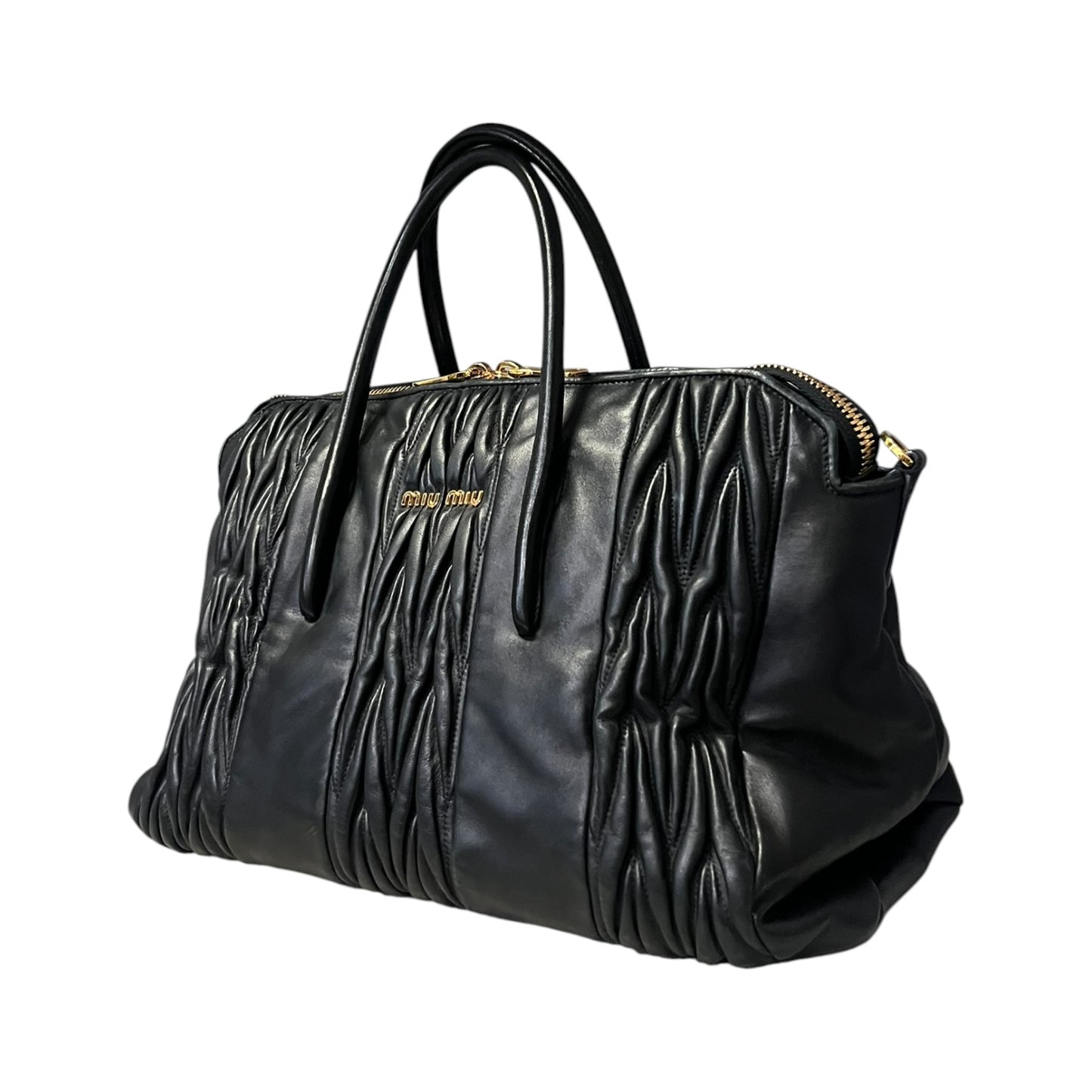 MIU MIU Matelasse Top Handle Shoulder Bag in Black