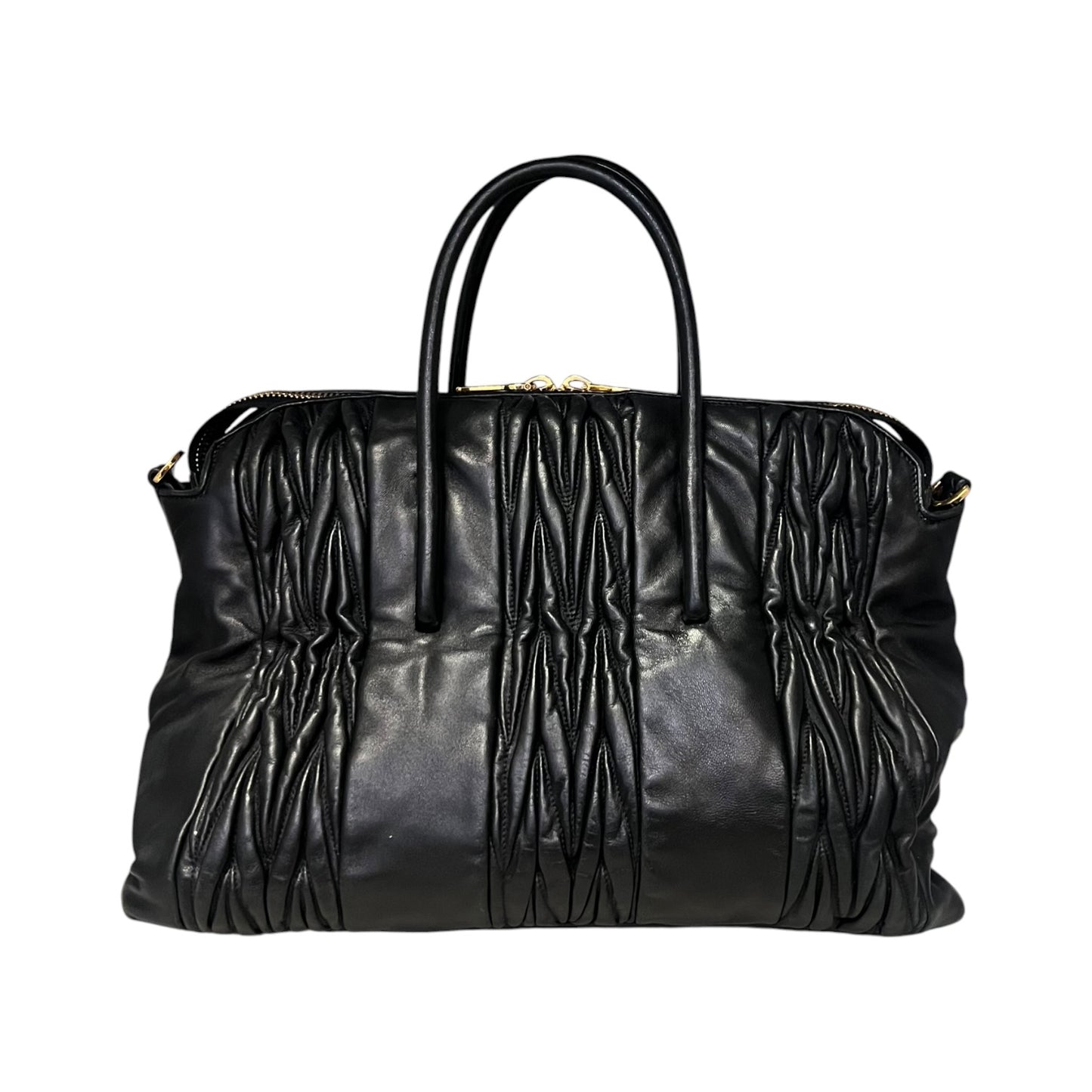 MIU MIU Matelasse Top Handle Shoulder Bag in Black