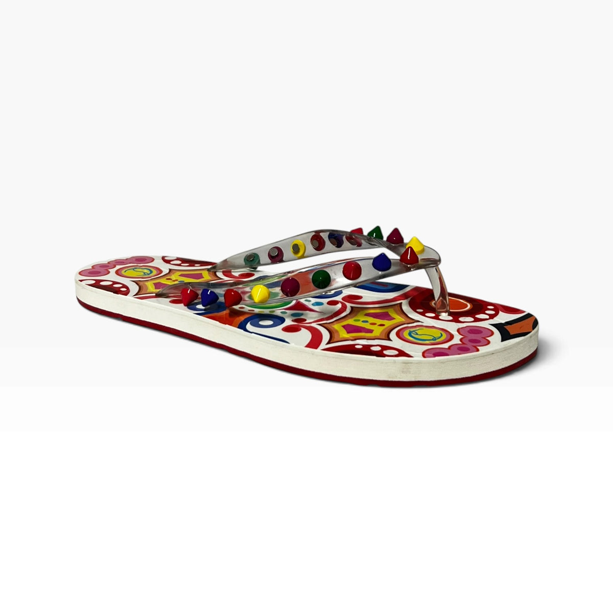CHRISTIAN LOUBOUTIN Loubi Spike Flip Flop Sandals | 37