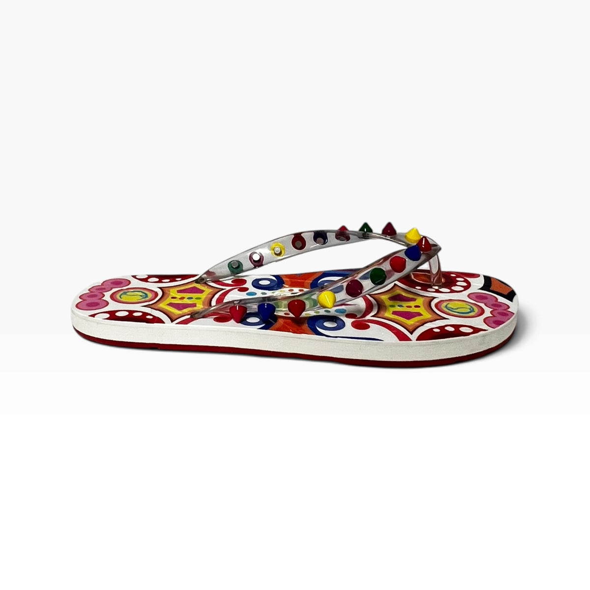 CHRISTIAN LOUBOUTIN Loubi Spike Flip Flop Sandals | 37