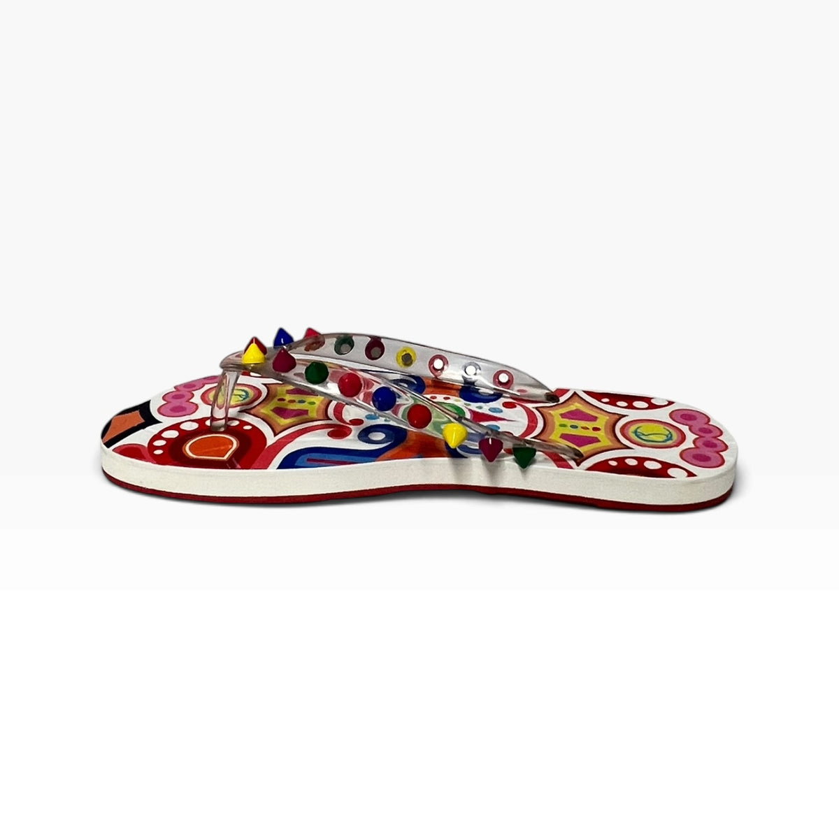 CHRISTIAN LOUBOUTIN Loubi Spike Flip Flop Sandals | 37