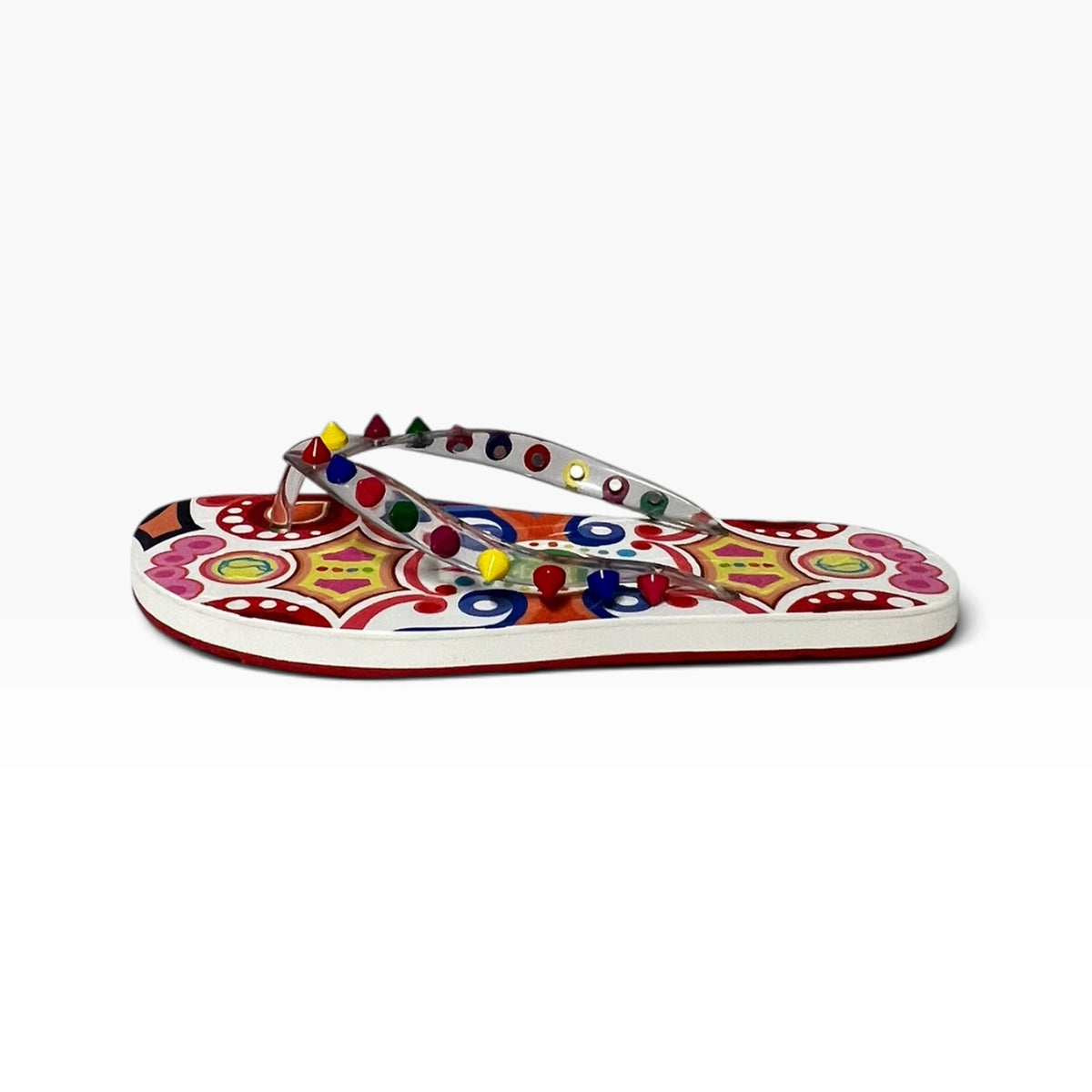 CHRISTIAN LOUBOUTIN Loubi Spike Flip Flop Sandals | 37