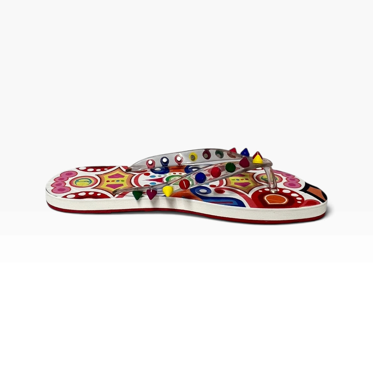 CHRISTIAN LOUBOUTIN Loubi Spike Flip Flop Sandals | 37