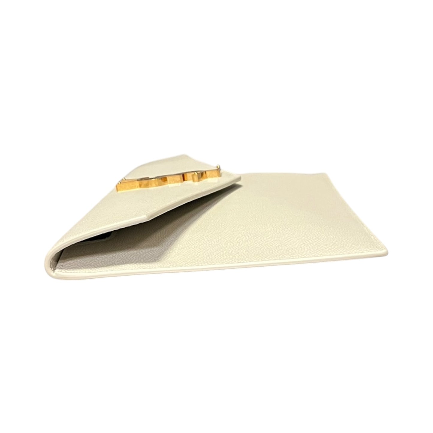 SAINT LAURENT Uptown Clutch in Vintage Blanc Grain De Poudre Leather