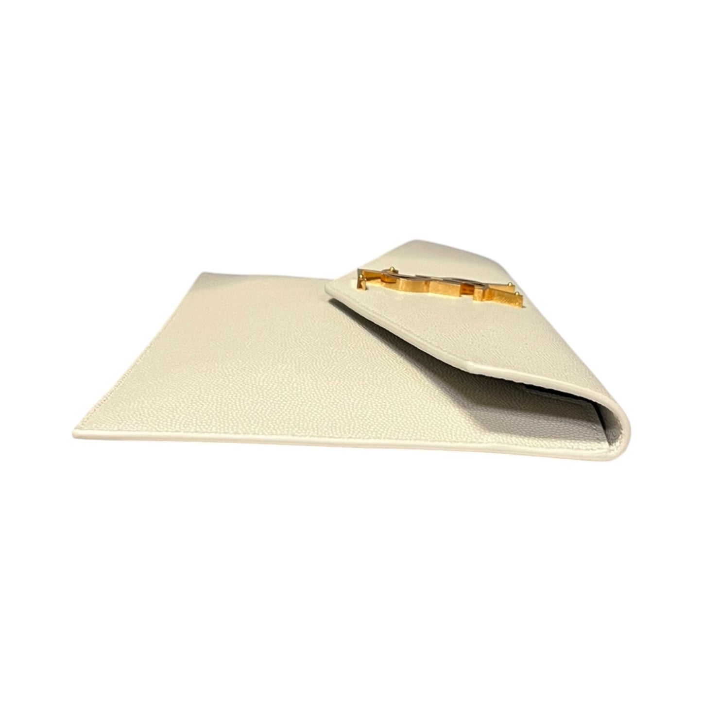 SAINT LAURENT Uptown Clutch in Vintage Blanc Grain De Poudre Leather