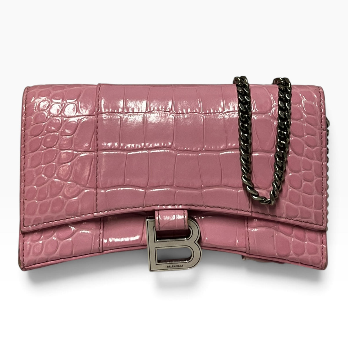 BALENCIAGA Hourglass Wallet on Chain in Pink