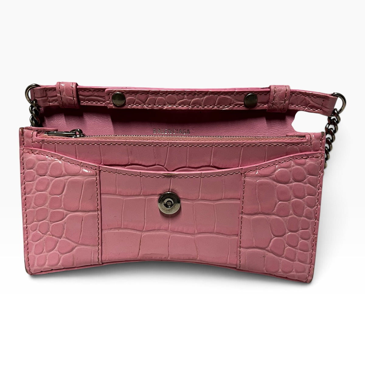BALENCIAGA Hourglass Wallet on Chain in Pink