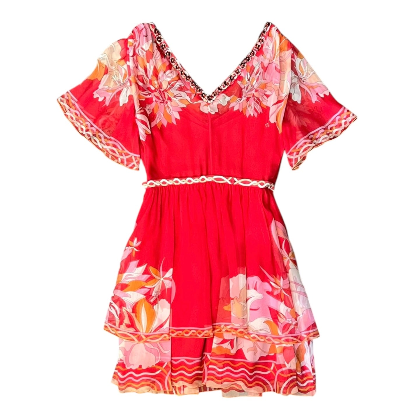 EMILIO PUCCI Embellished Sheer Floral Dress