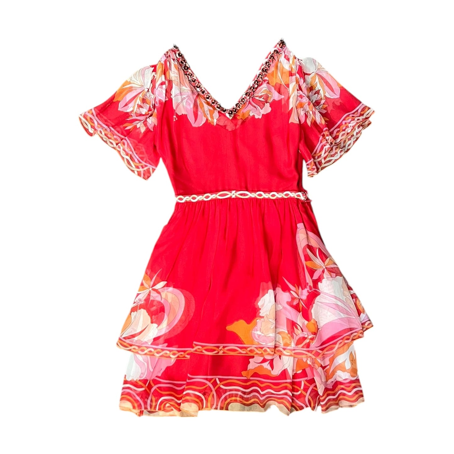 EMILIO PUCCI Embellished Sheer Floral Dress