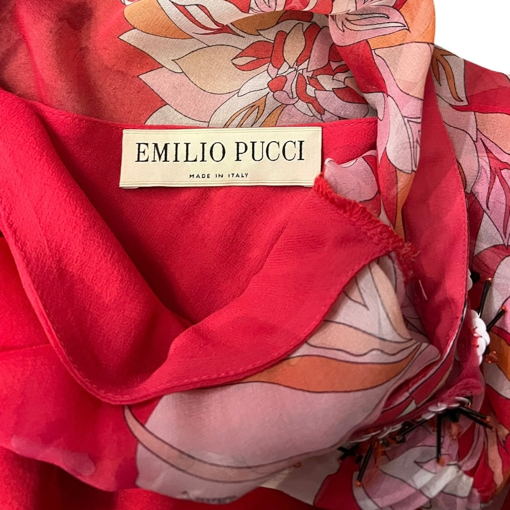 EMILIO PUCCI Embellished Sheer Floral Dress
