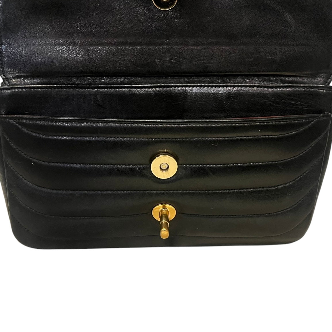 CHANEL Horizontal Quilted Double Flap Bag in Black