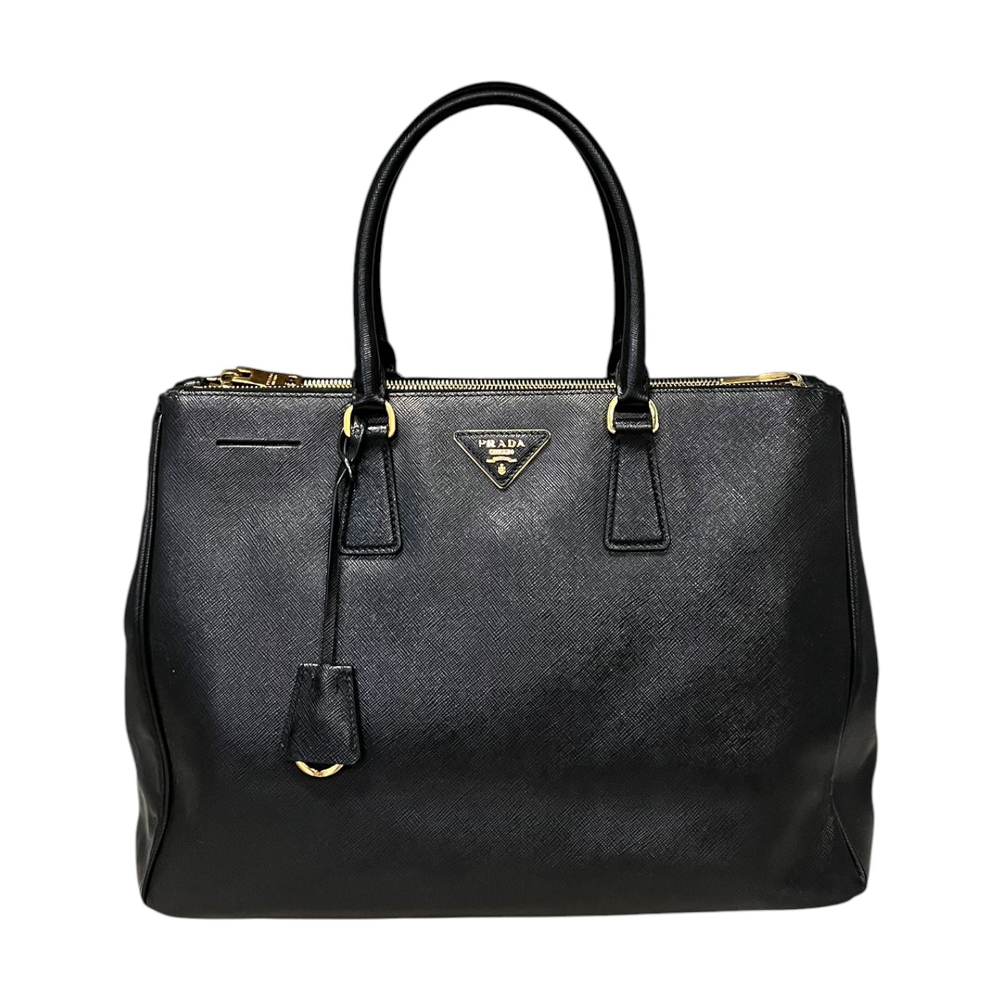 PRADA Large Saffiano Double Tote in Black