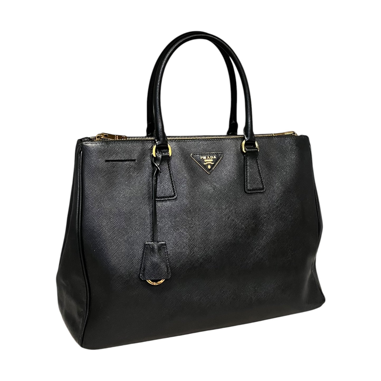 PRADA Large Saffiano Double Tote in Black