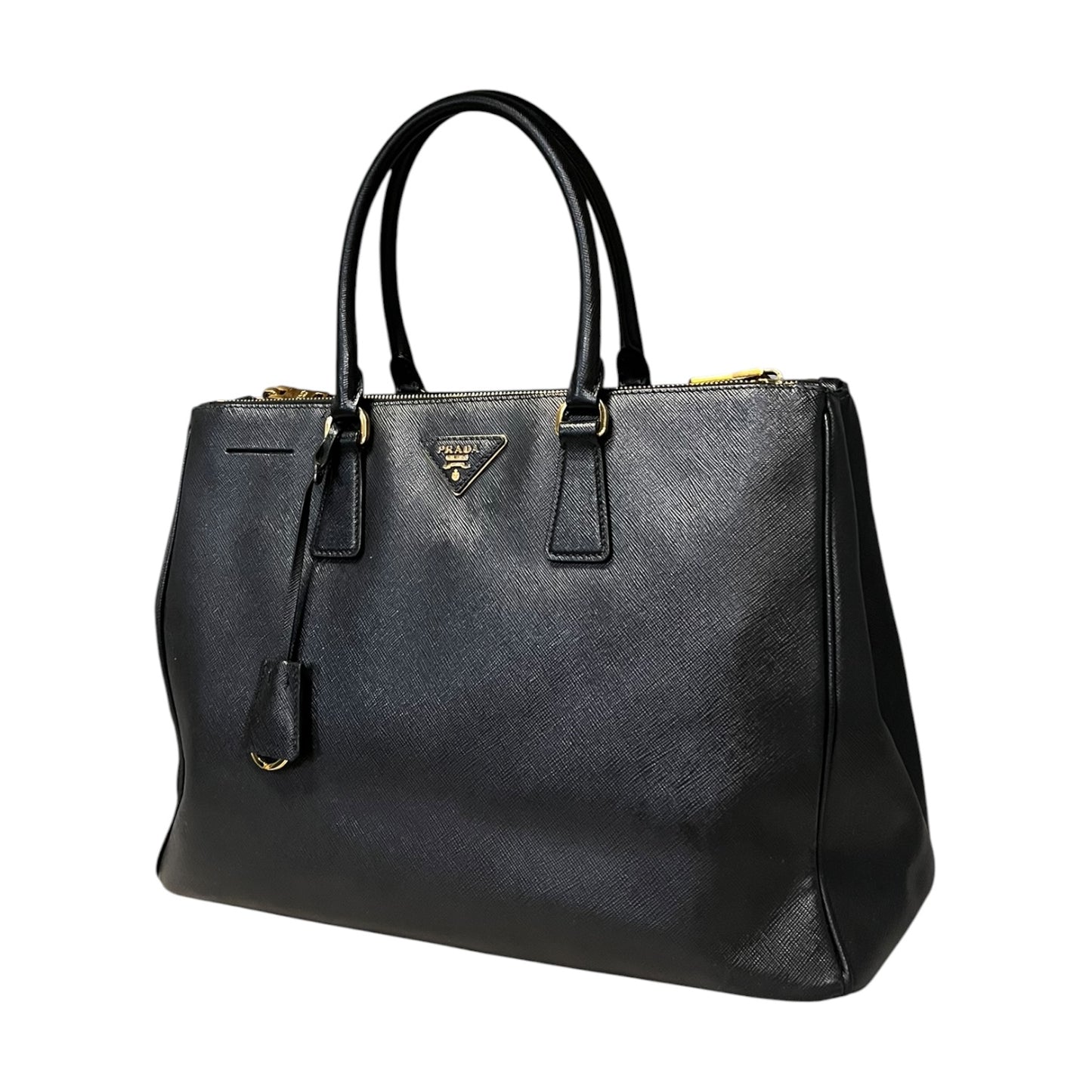 PRADA Large Saffiano Double Tote in Black