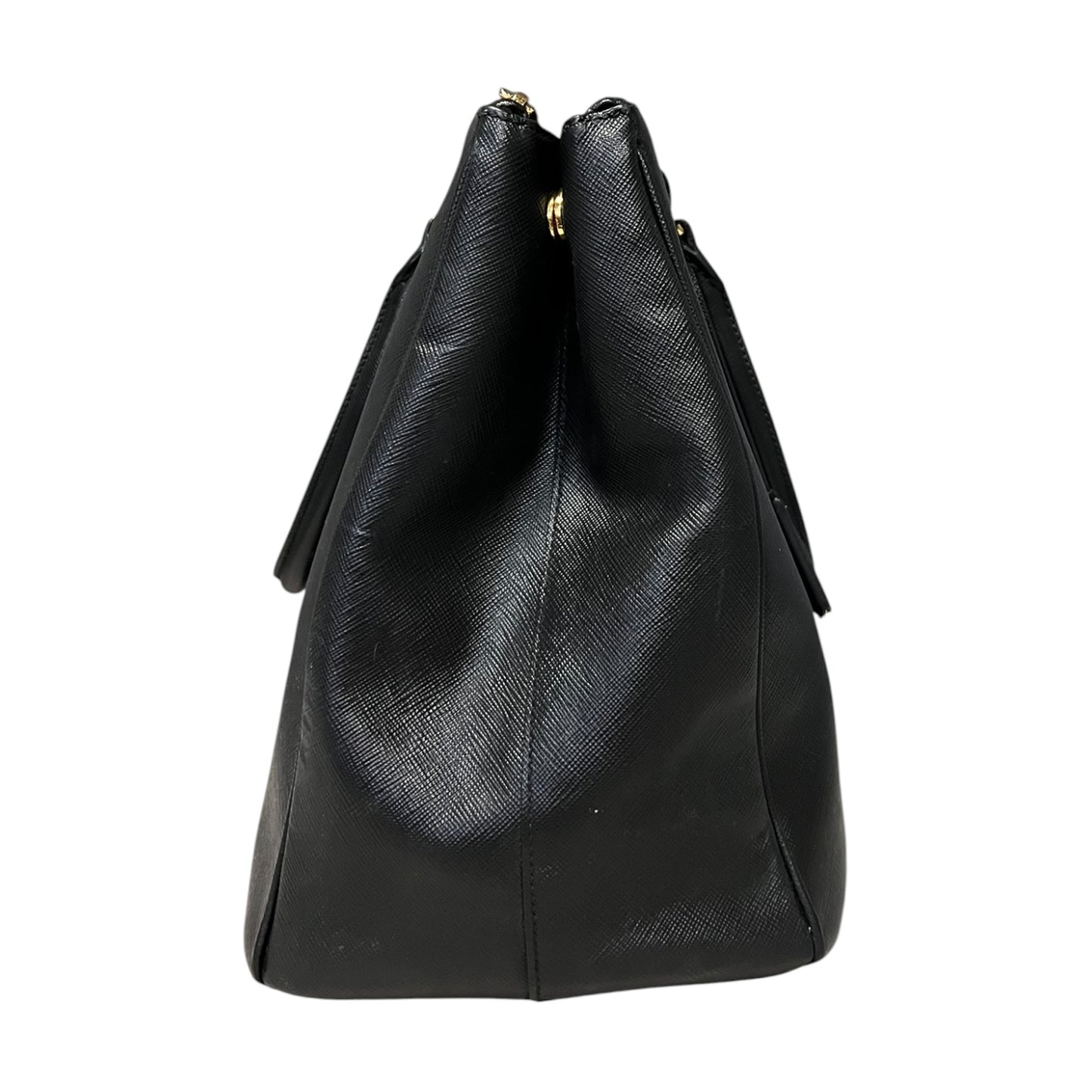 PRADA Large Saffiano Double Tote in Black