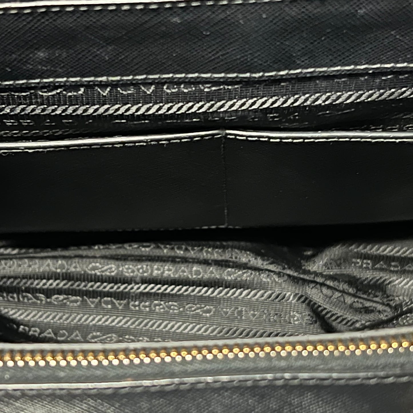 PRADA Large Saffiano Double Tote in Black