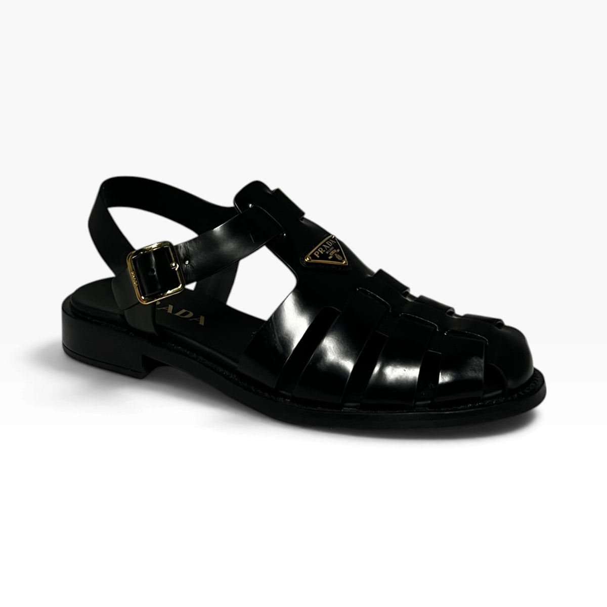 PRADA Woven Sandal in Black | 38