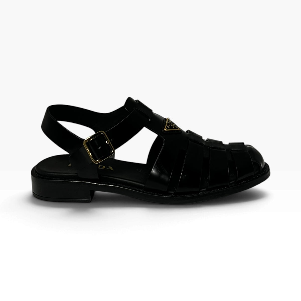PRADA Woven Sandal in Black | 38