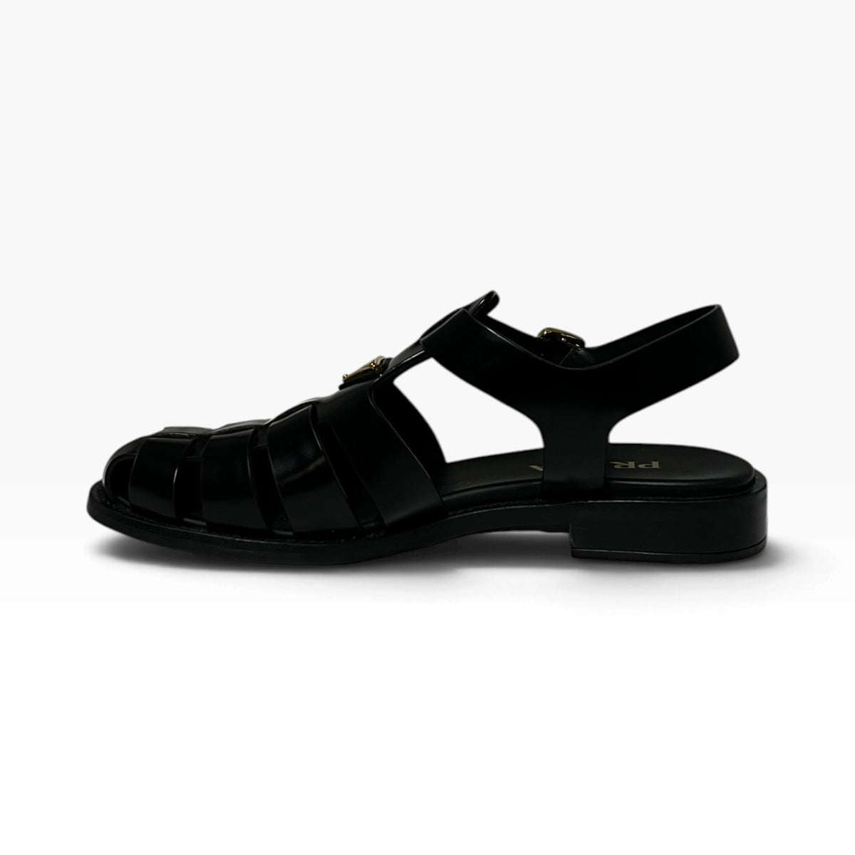 PRADA Woven Sandal in Black | 38