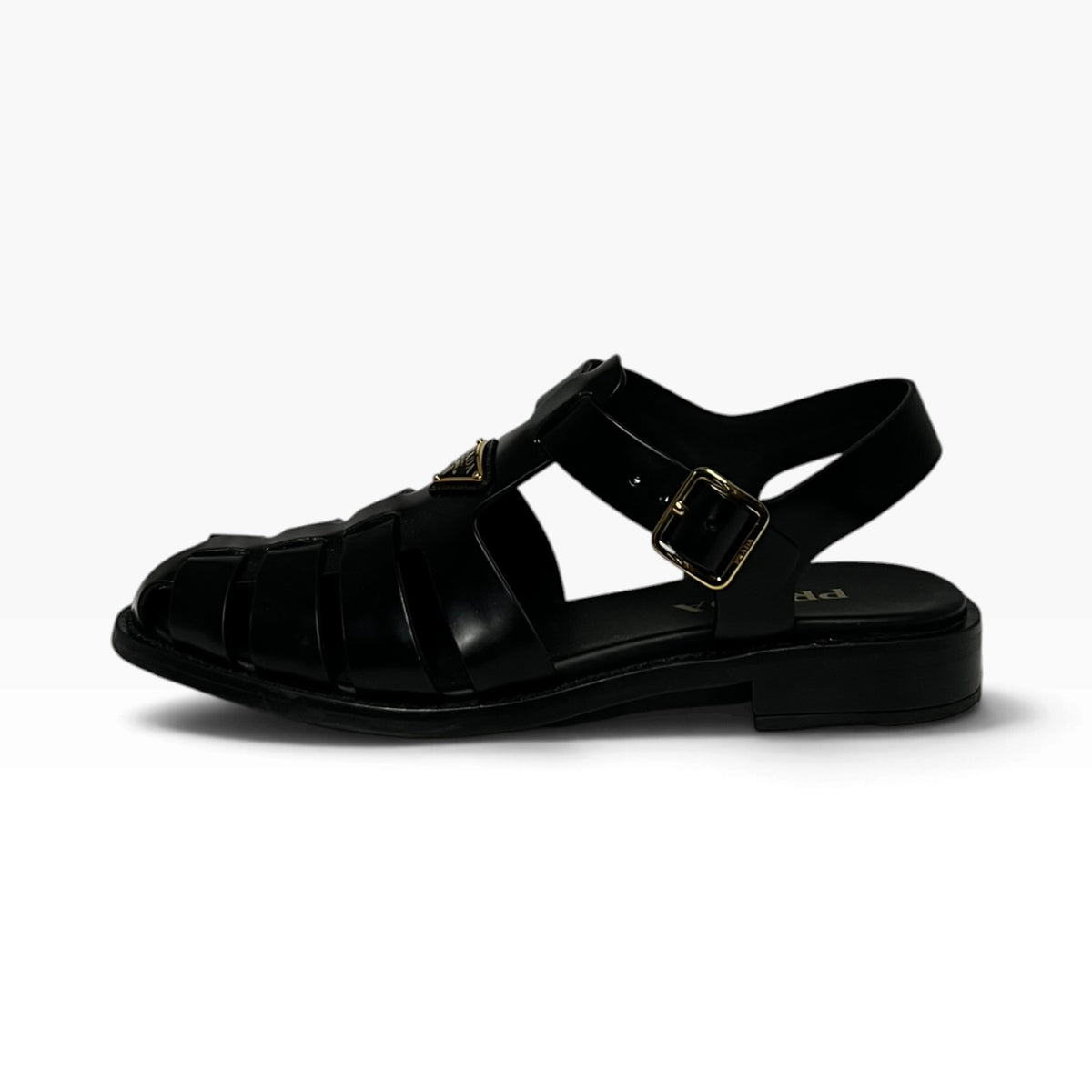 PRADA Woven Sandal in Black | 38
