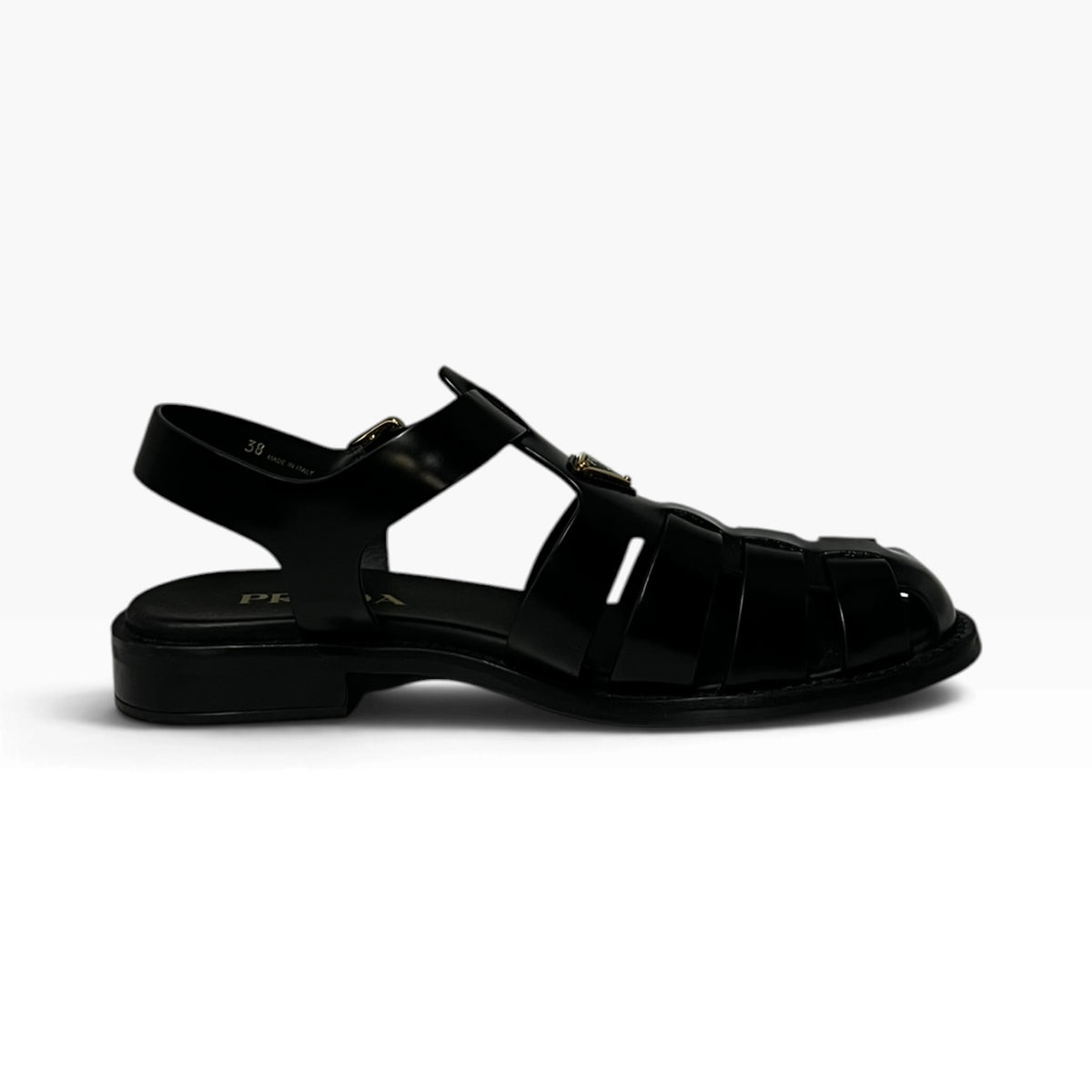 PRADA Woven Sandal in Black | 38