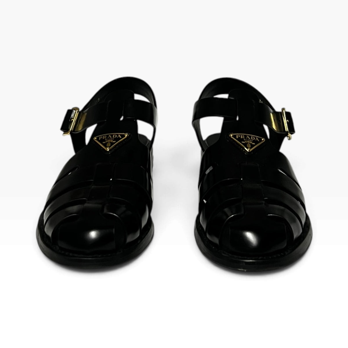 PRADA Woven Sandal in Black | 38