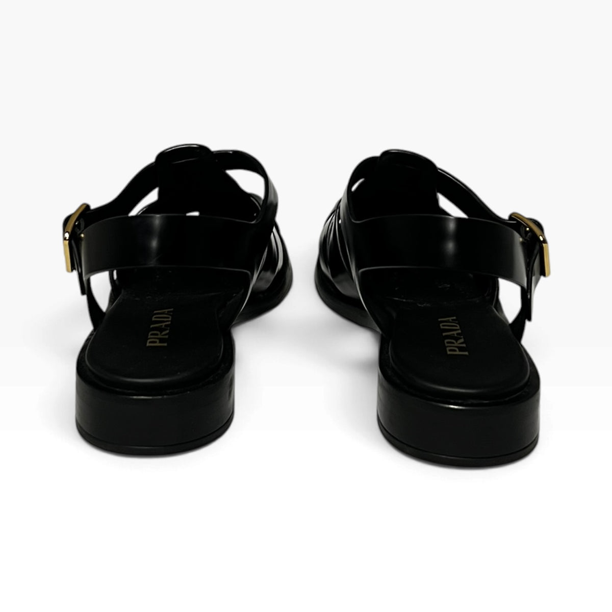 PRADA Woven Sandal in Black | 38