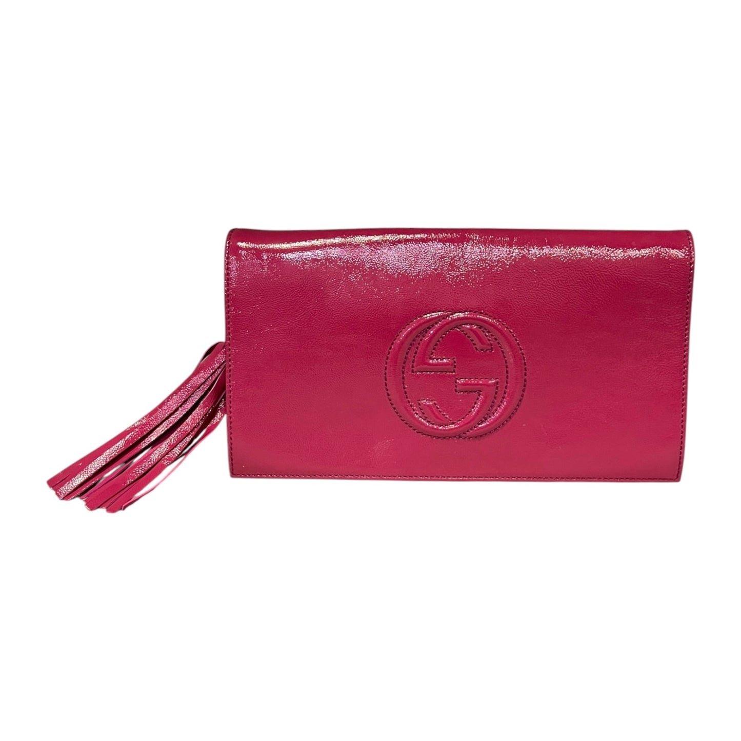 GUCCI Patent Soho Clutch in Pink