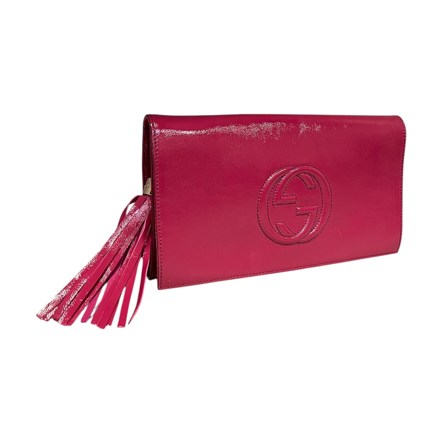 GUCCI Patent Soho Clutch in Pink