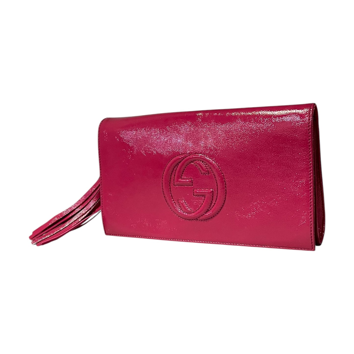GUCCI Patent Soho Clutch in Pink