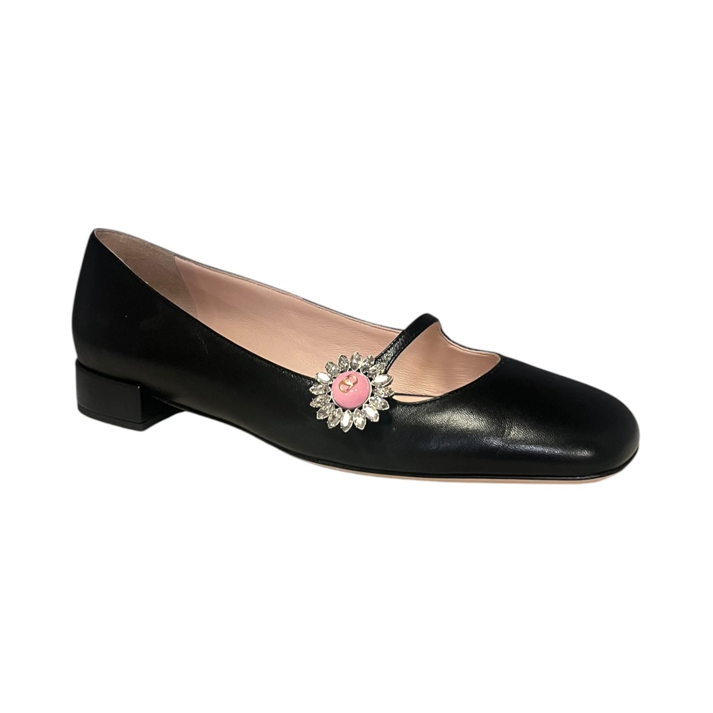 VALENTINO Crystal Embellished Ballerinas in Black | 40