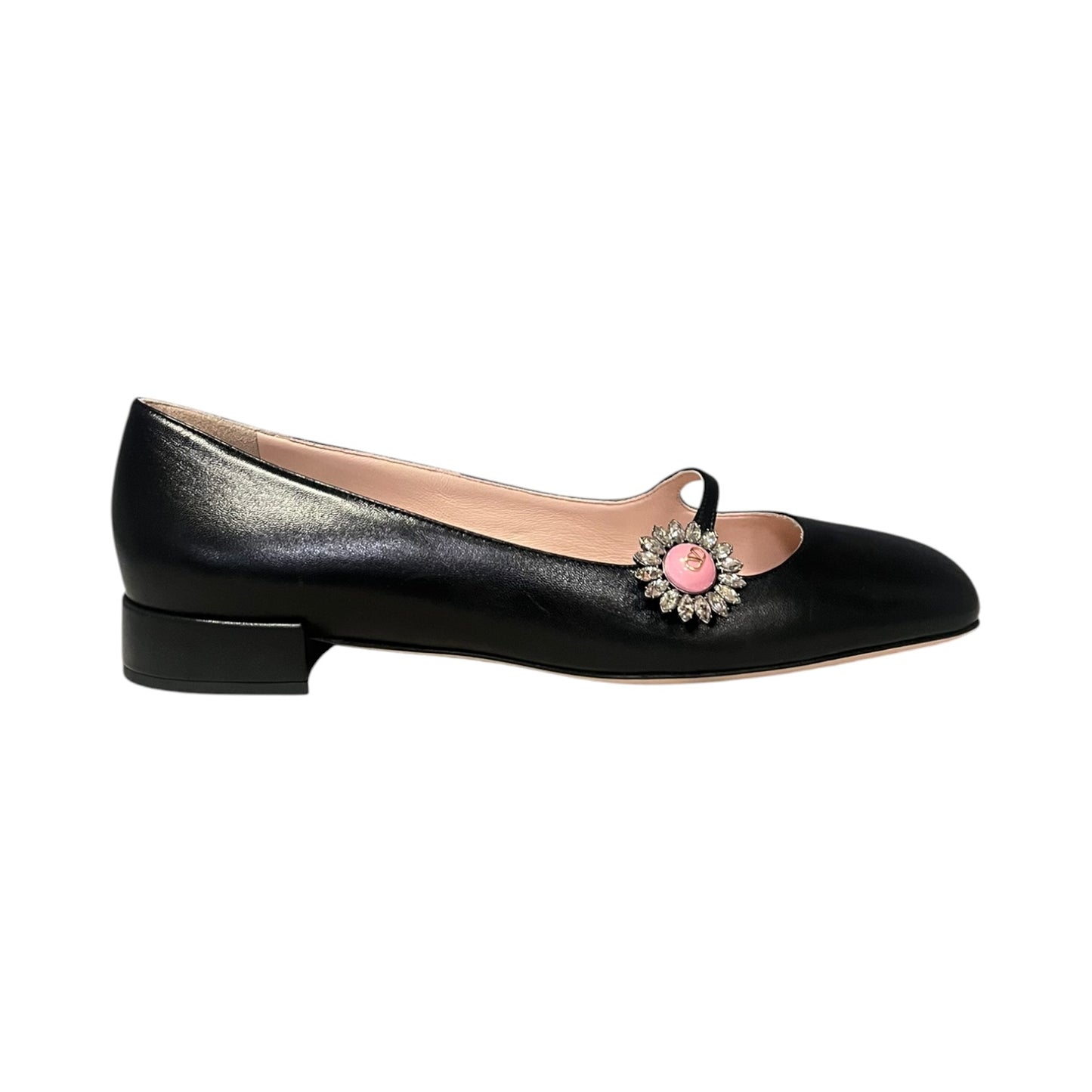 VALENTINO Crystal Embellished Ballerinas in Black | 40