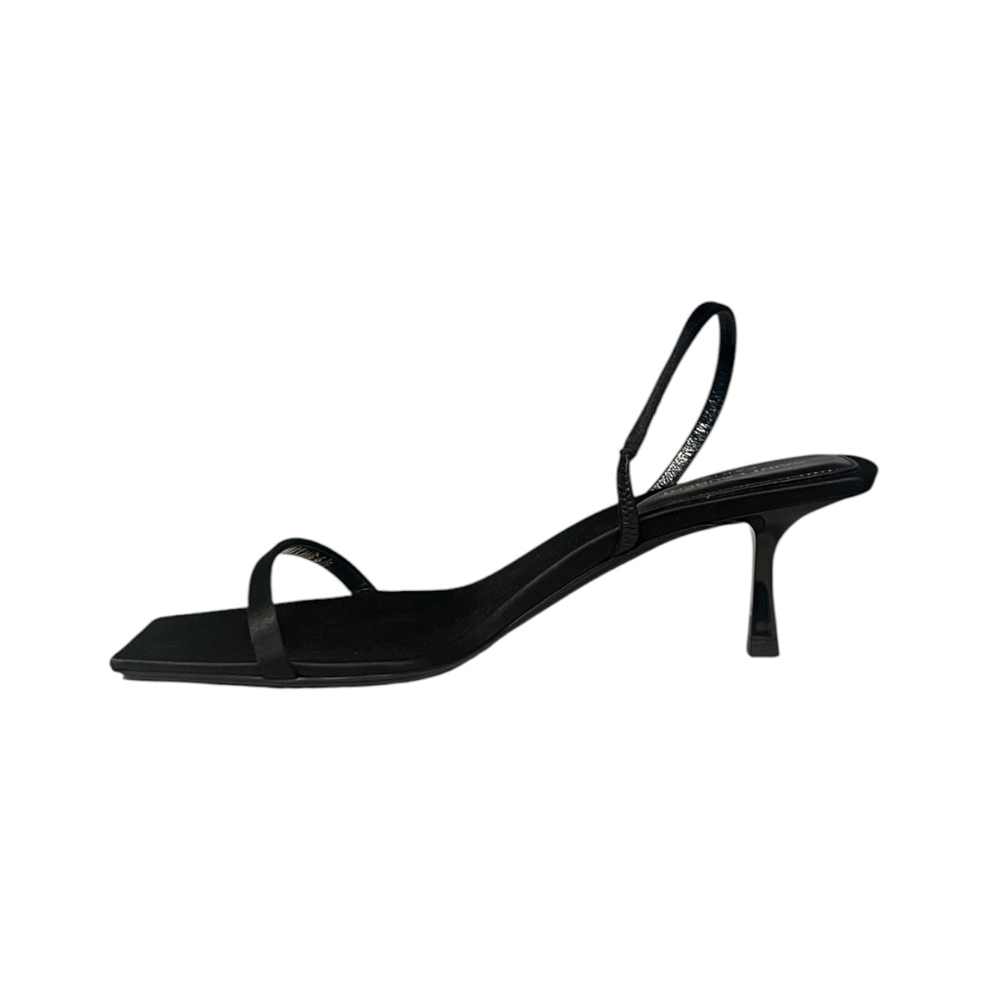 SAINT LAURENT Jaspe Satin Kitten Heel Sandals in Black | 36.5