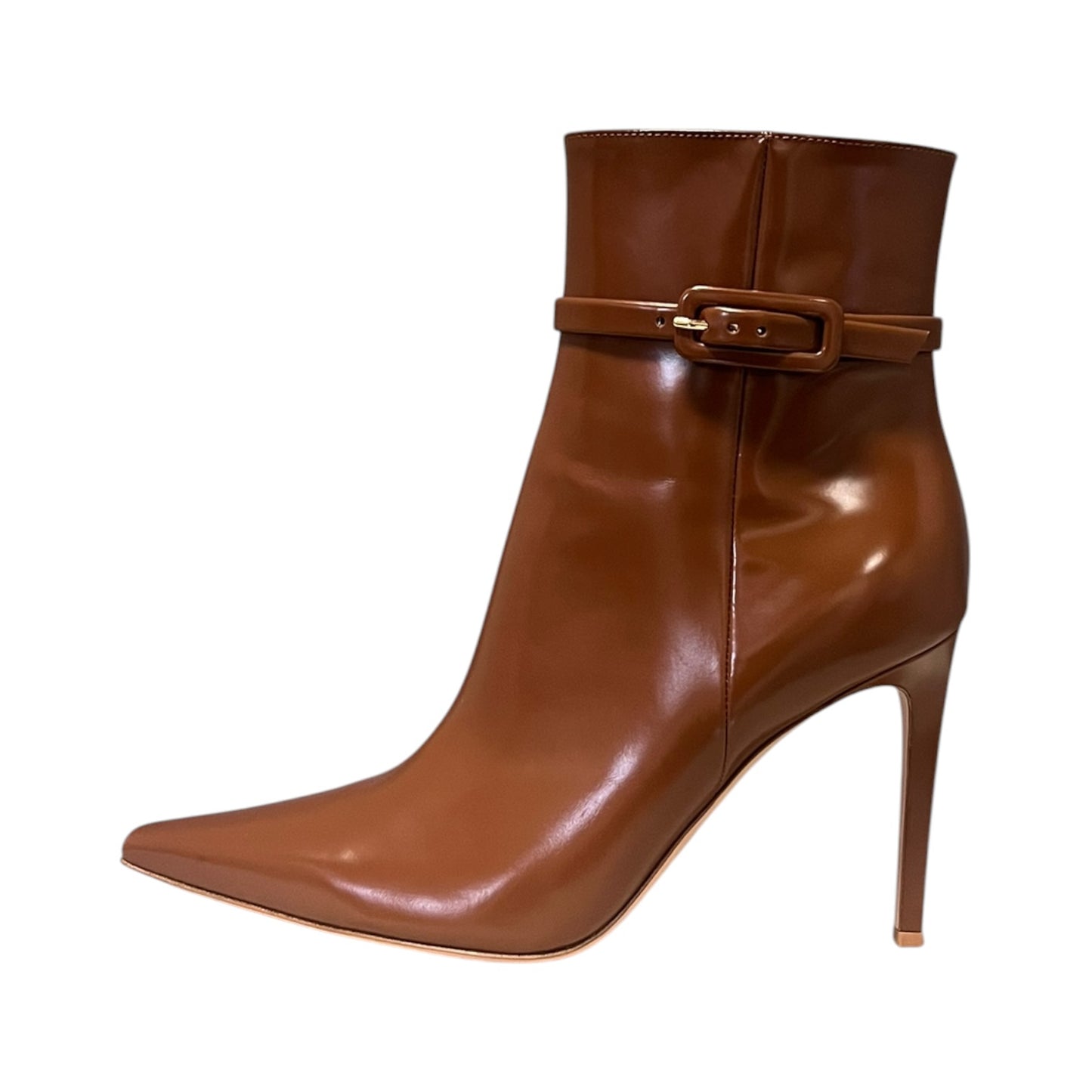 GIANVITO ROSSI Lynsay Hi Gloss Booties in Brown | 39.5