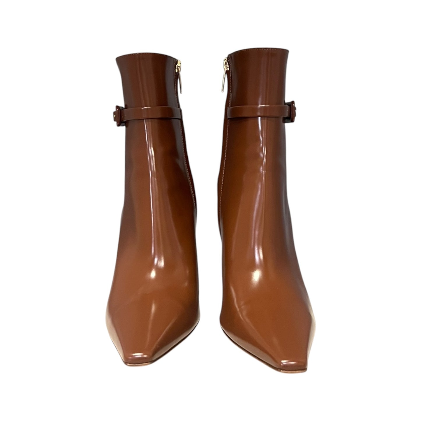 GIANVITO ROSSI Lynsay Hi Gloss Booties in Brown | 39.5