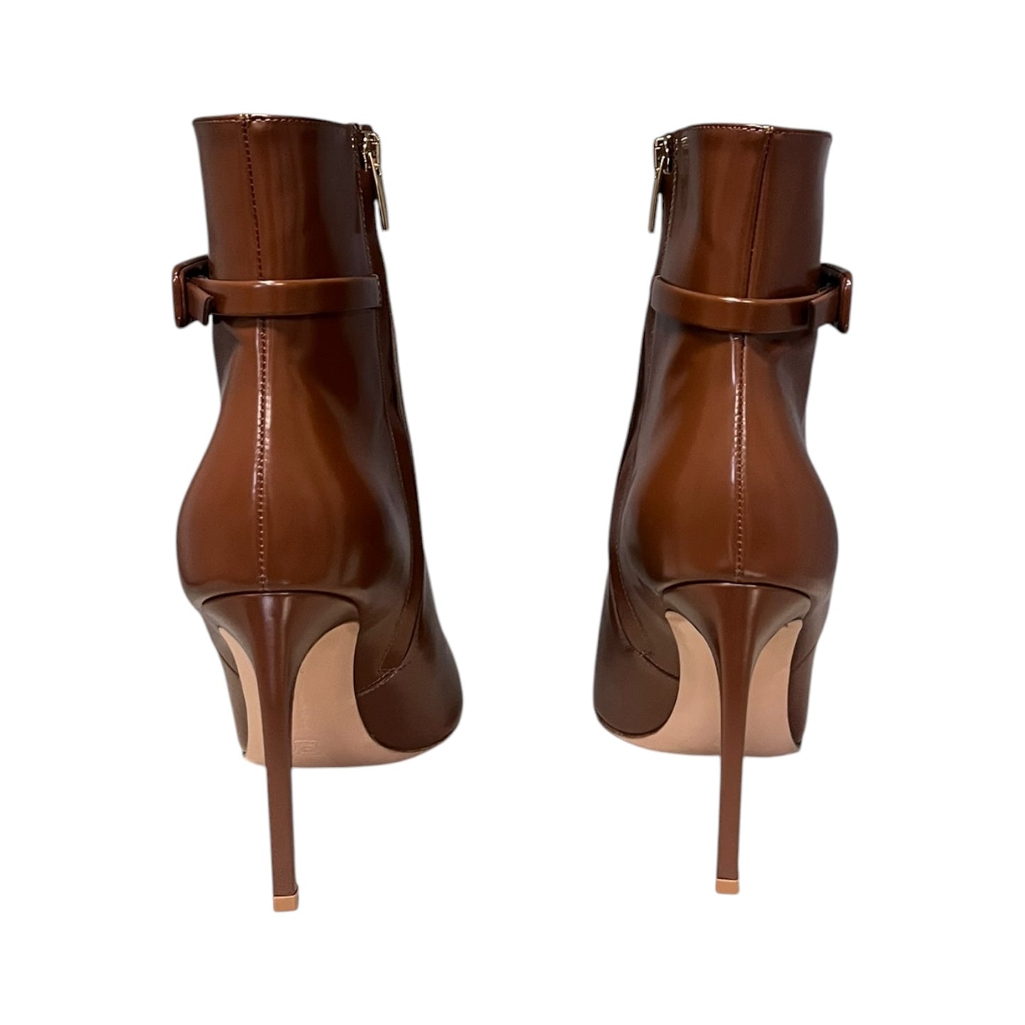 GIANVITO ROSSI Lynsay Hi Gloss Booties in Brown | 39.5