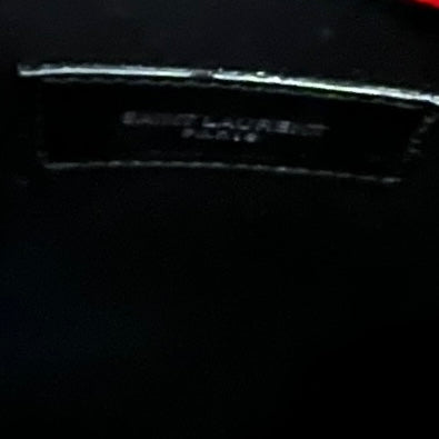 SAINT LAURENT Uptown Crocodile Embossed Pouch in Red