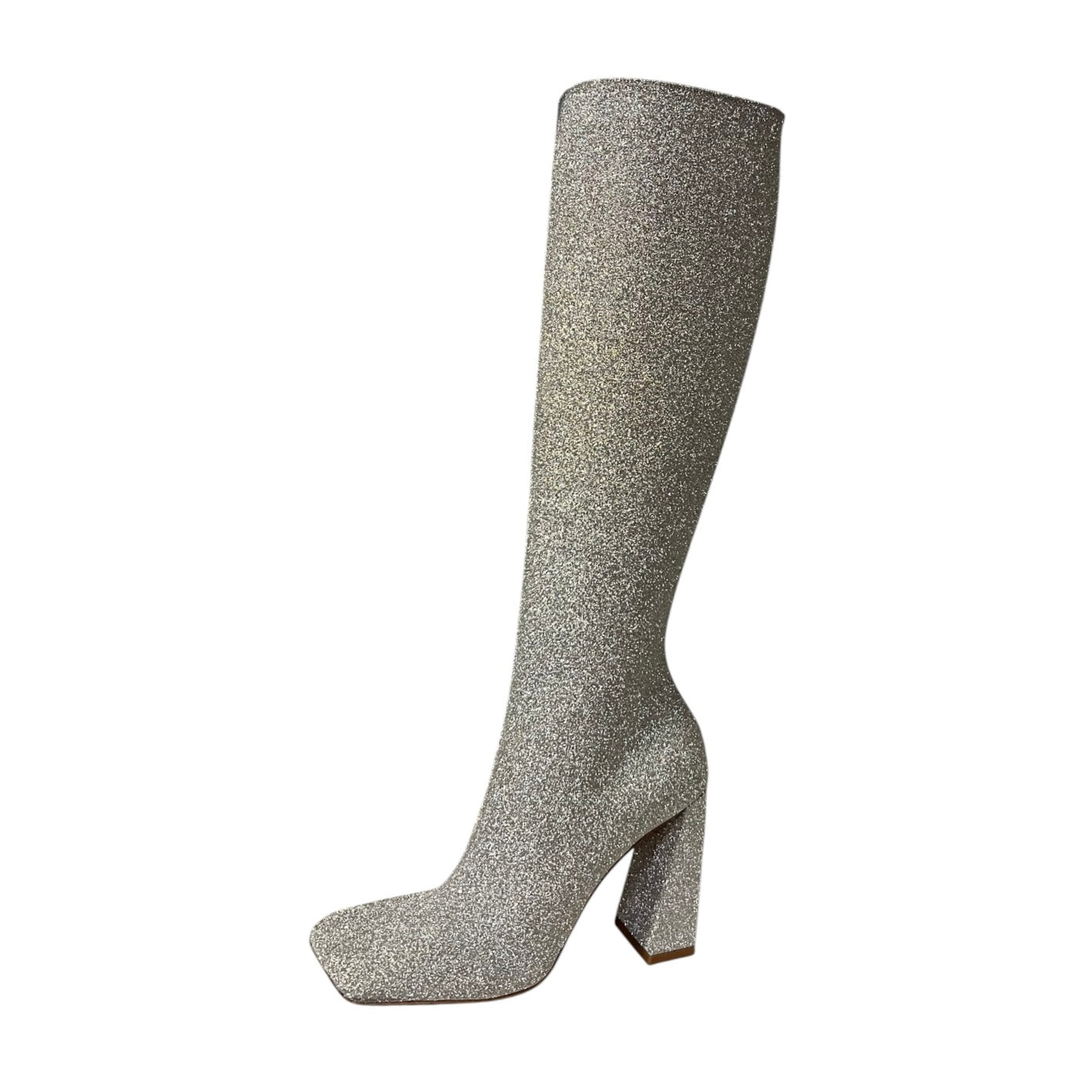 AMINA MUADDI Marine Glitter Boots in Silver | 36.5