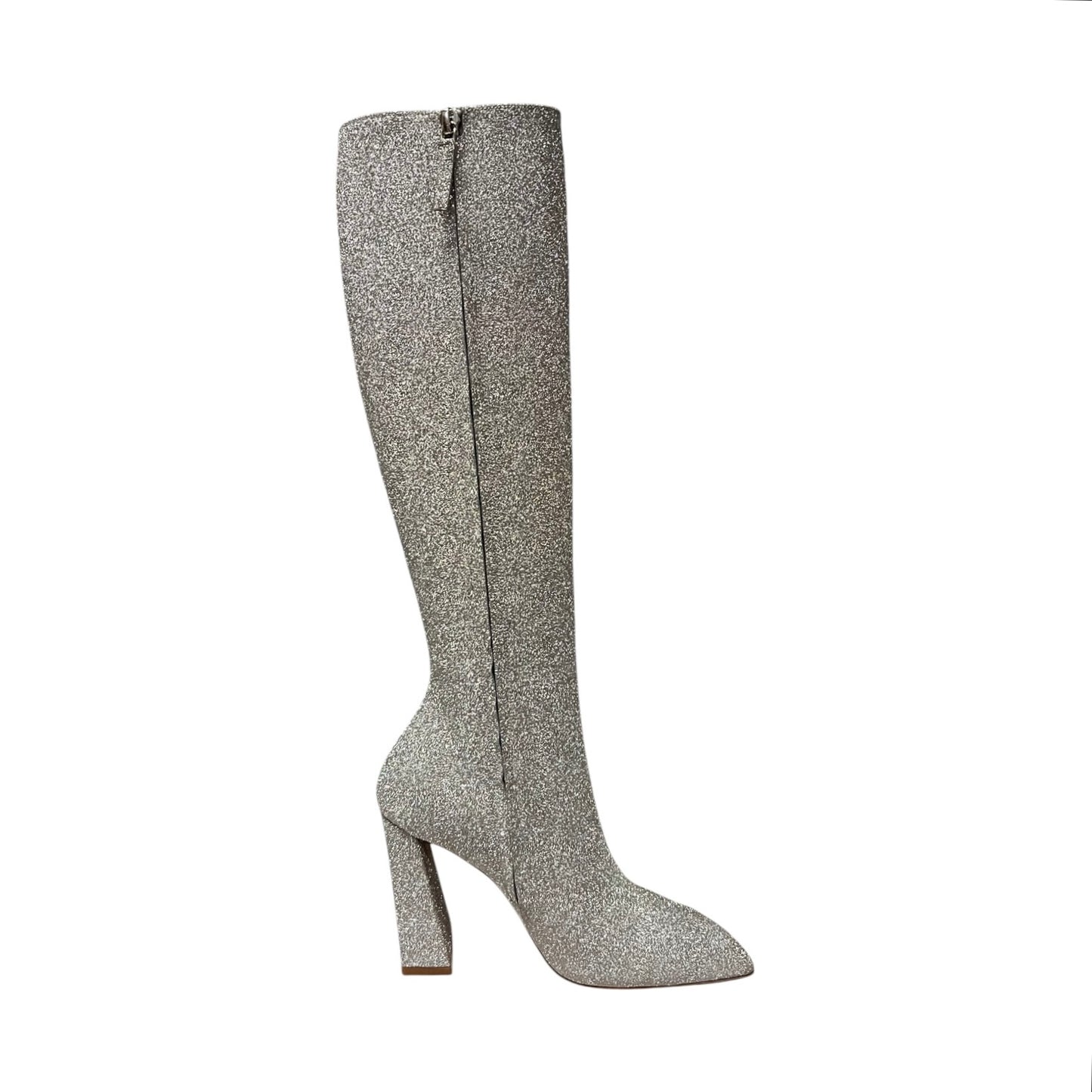 AMINA MUADDI Marine Glitter Boots in Silver | 36.5