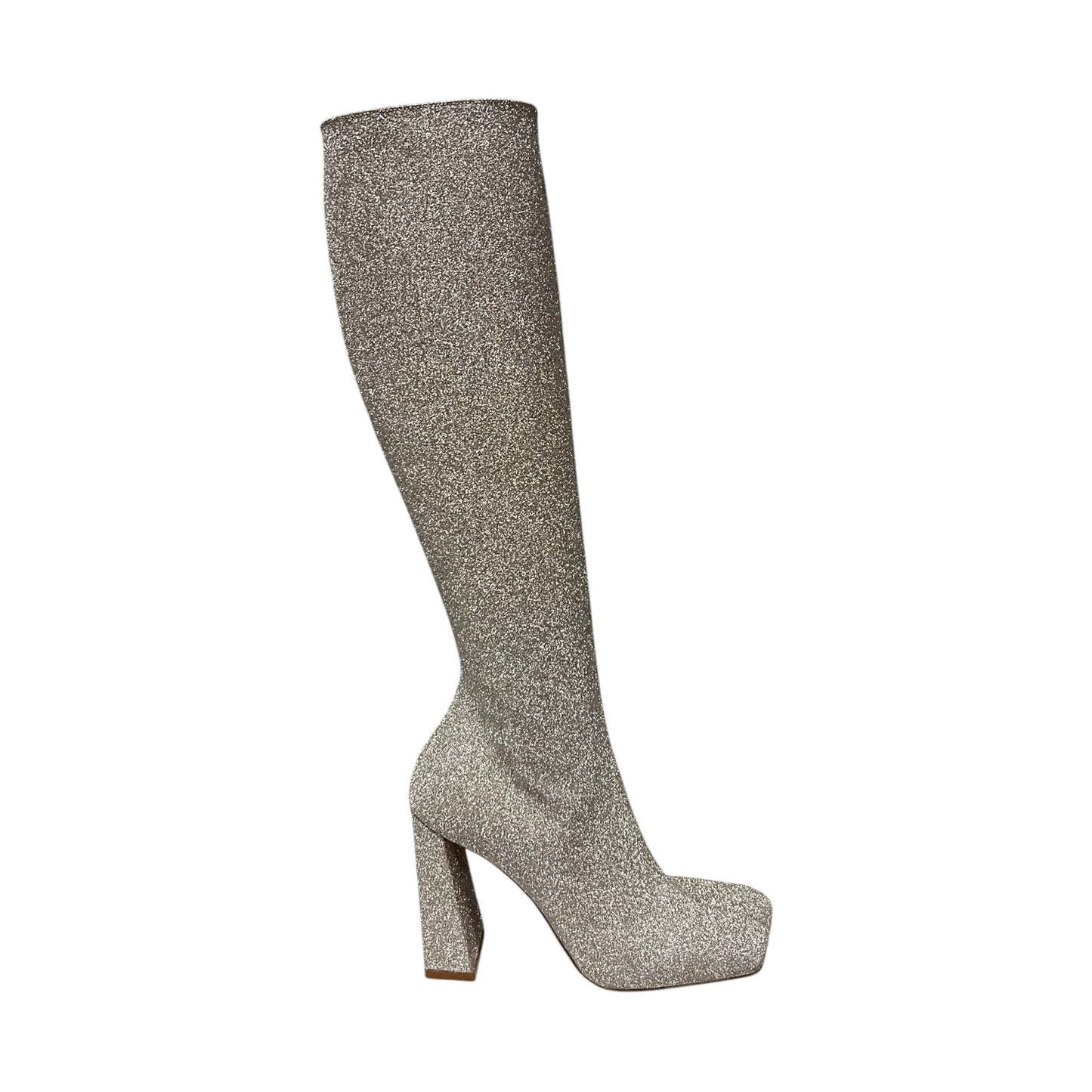 AMINA MUADDI Marine Glitter Boots in Silver | 36.5