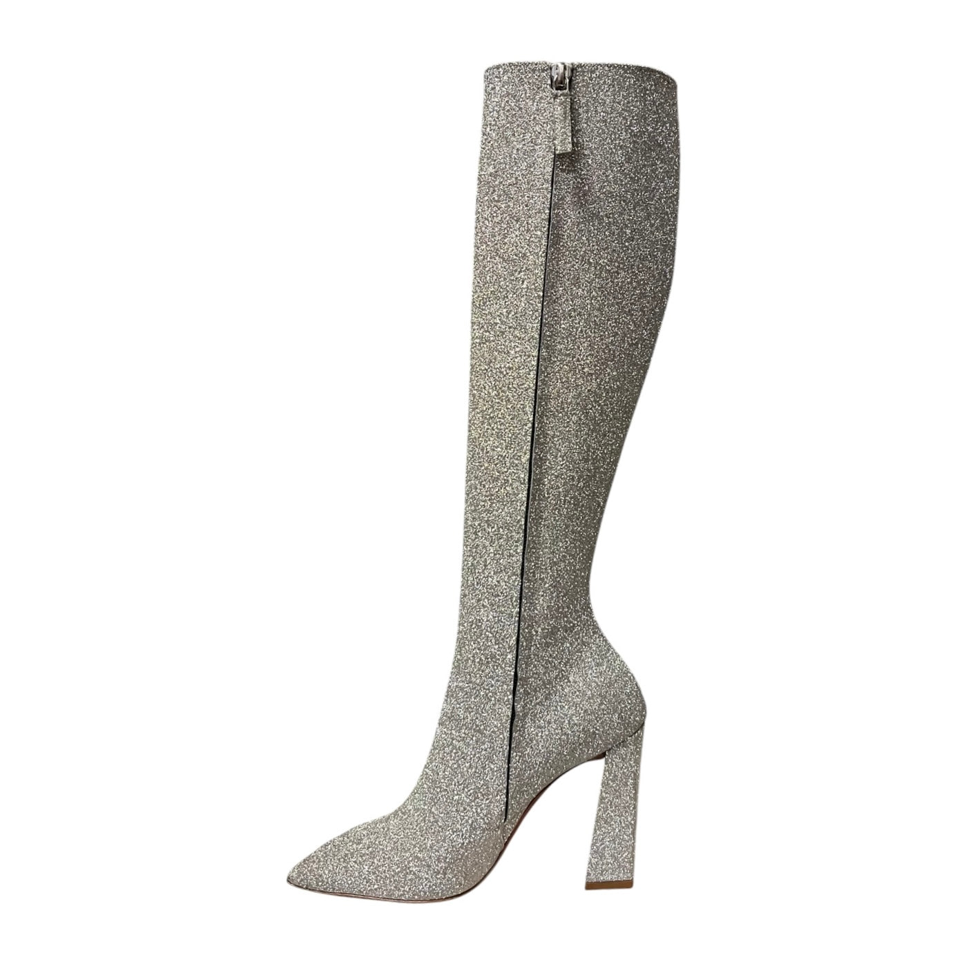 AMINA MUADDI Marine Glitter Boots in Silver | 36.5
