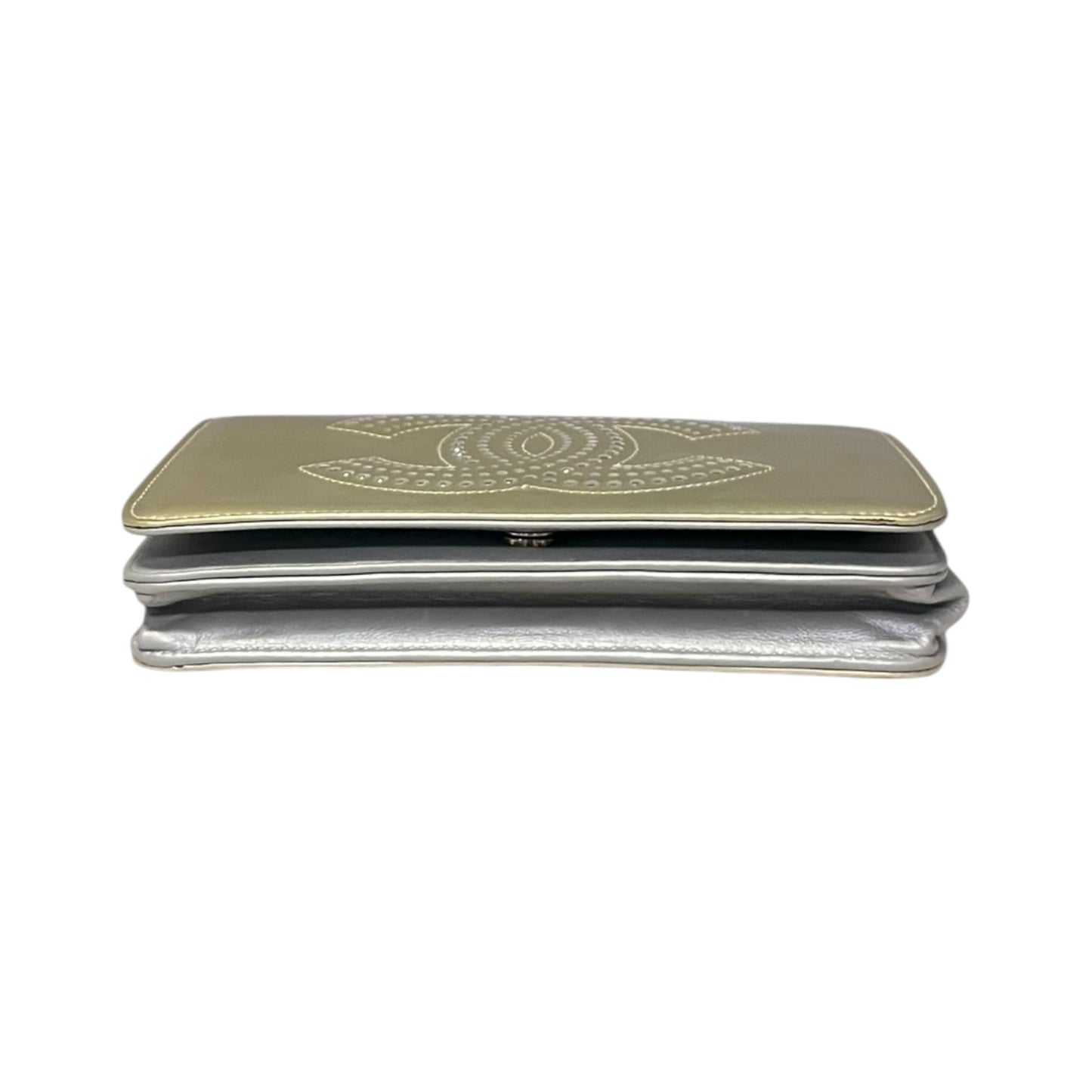 CHANEL Strass CC Patent Wallet On Chain WOC in Gold