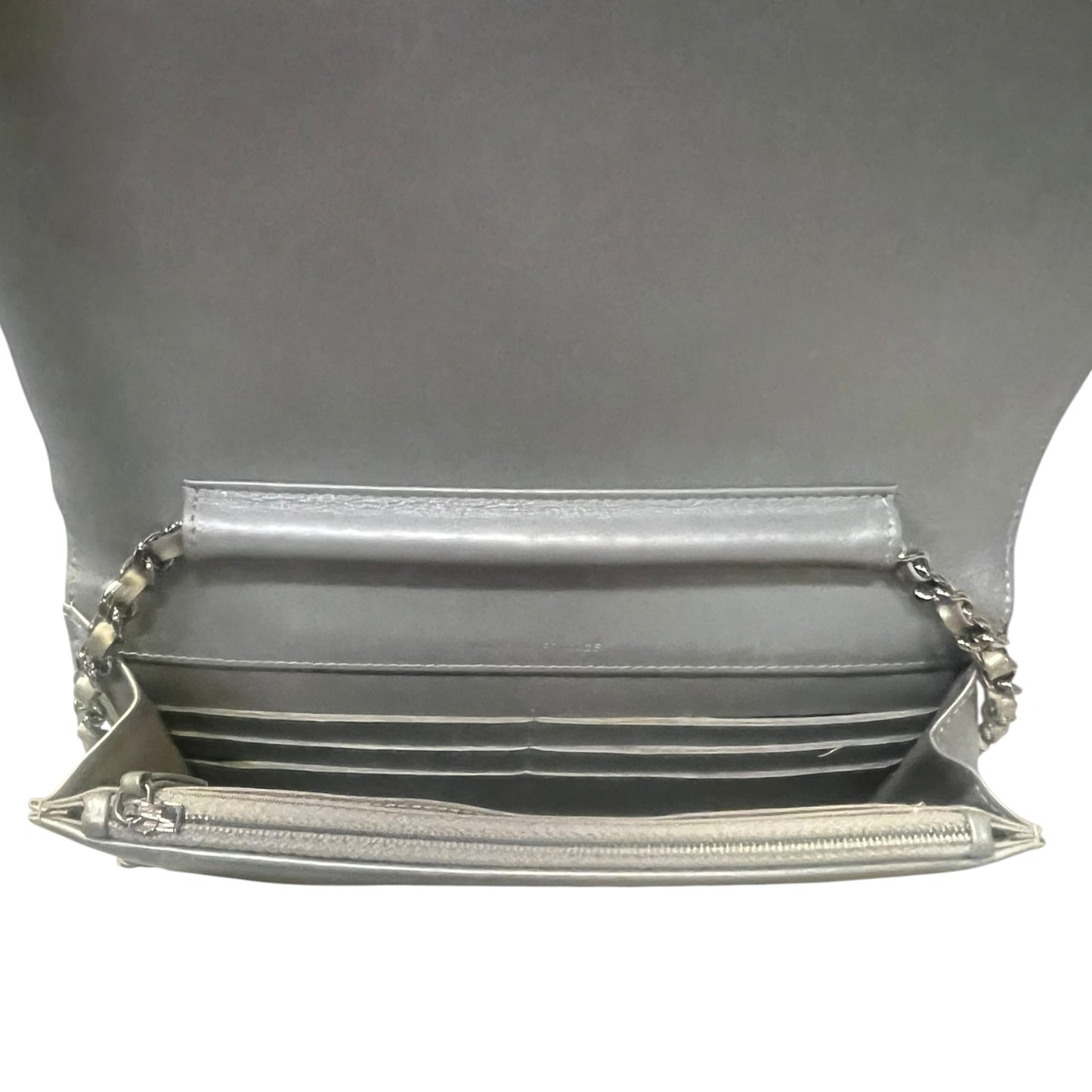 CHANEL Strass CC Patent Wallet On Chain WOC in Gold