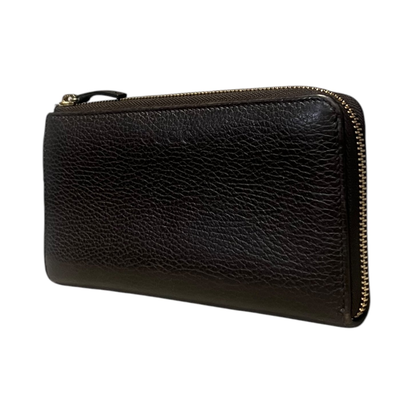 GUCCI Pebble Leather Zip Around Wallet in Dark Brown